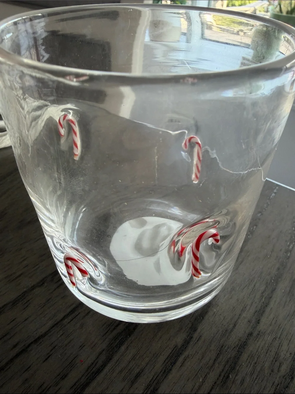 Festive Candy Cane Embossed Clear Glass Tumbler - Holiday Accent